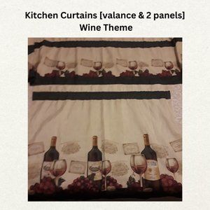 3pc Kitchen Curtain Set - Wine Theme Curtains, Kitchen  Curtains, Accessories